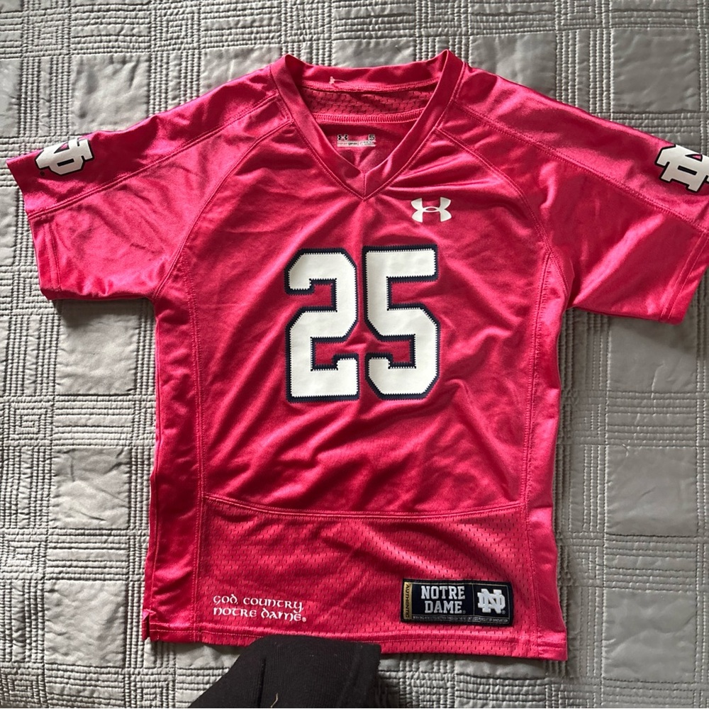 Authentic Notre Dame Girls size 5 jersey Pink Under Armor number 25
